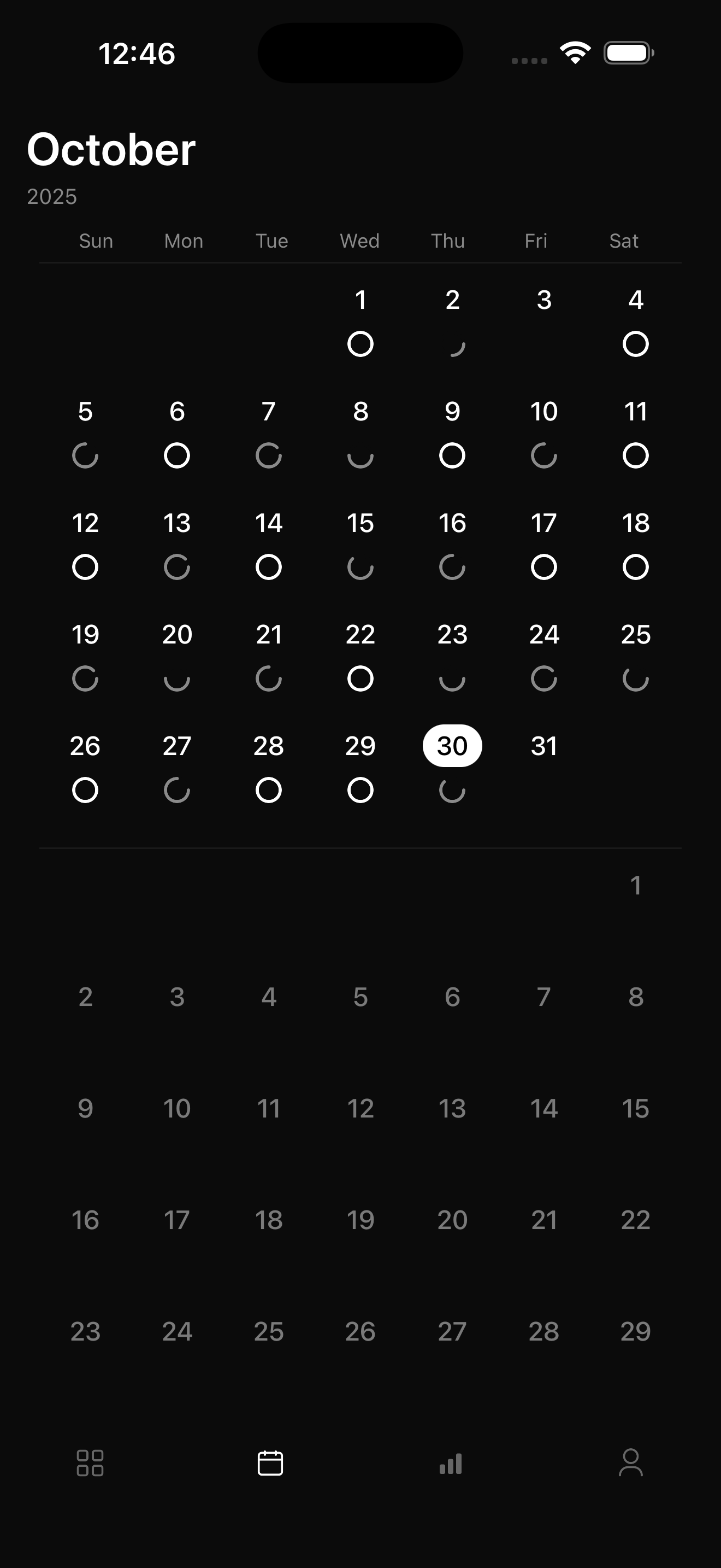 Elevate Habits App - Calendar